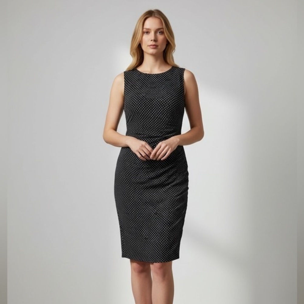 Black and White Polka Dot Sleeveless Dress